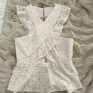 BCBG Maxazria Hi Neck Lace Blouse